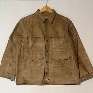 Filson Tin Cloth Cruiser Jacket Tan Waxed Cotton Workwear Hunting Mens Size 40